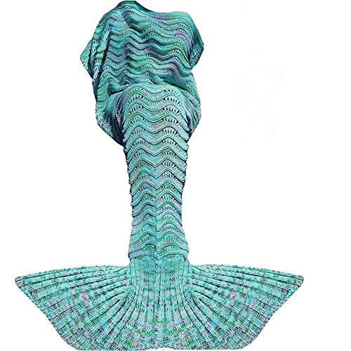 Fu Store Mermaid Tail Blanket Crochet Mermaid Blanket for Women Girls All Seasons Sofa Sleeping Blanket Birthday Wedding Mother's Valentine's Day 71‘’x35‘’ Purple