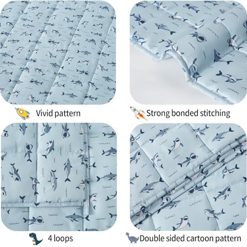 HOSUKKO Weighted Blanket - Weighted Blanket 5 lbs Blue Dinosaur Heavy Blanket - Breathable Blanket(36 * 48 inches, 5 lbs)