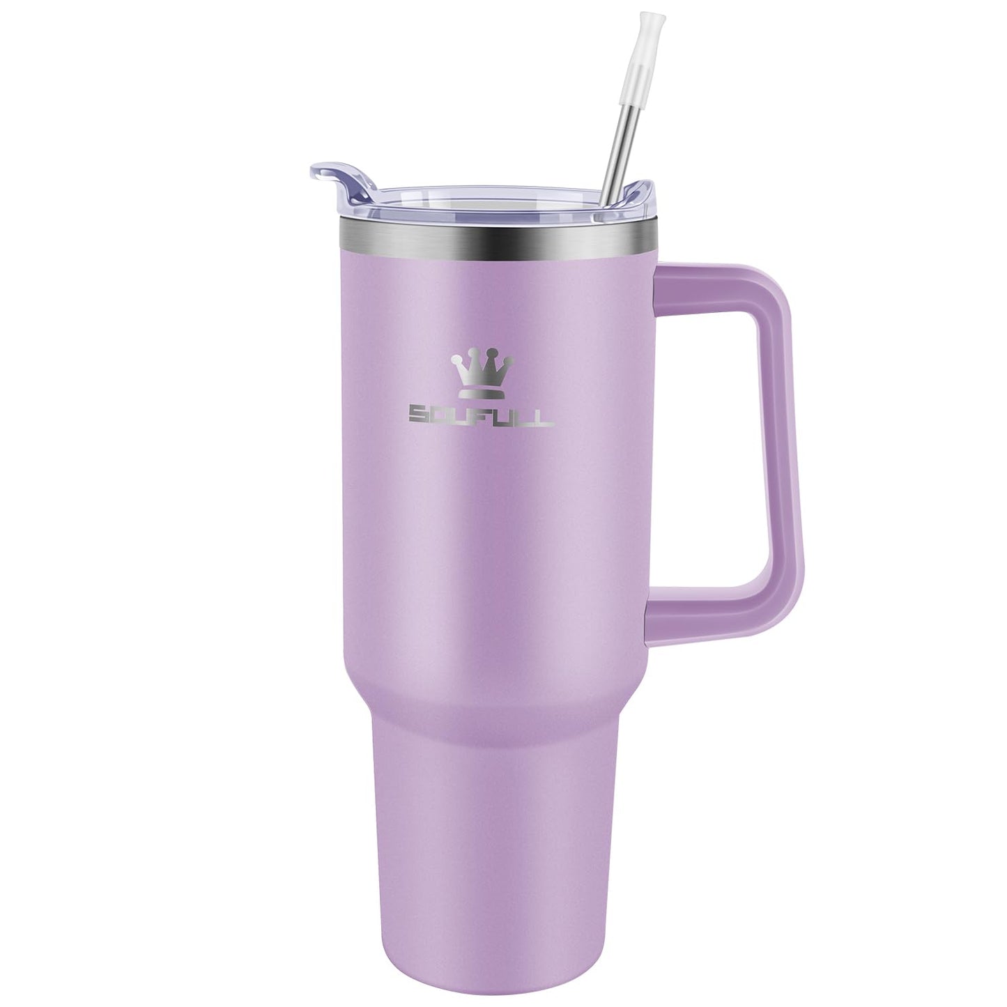 40 oz Tumbler with Handle and Straw Lid, 100% Leak-proof Travel Coffee Mug, Stainless Steel Insulated Cup for Hot Cold Beverages, Keeps Cold for 34Hrs or Hot for 10Hrs, Dishwasher Safe (GreenPurple)