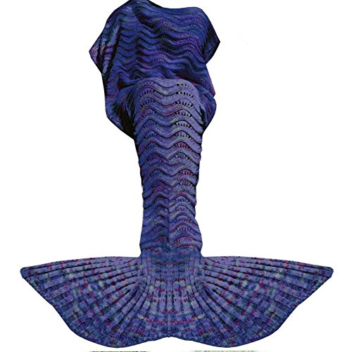 Fu Store Mermaid Tail Blanket Crochet Mermaid Blanket for Women Girls All Seasons Sofa Sleeping Blanket Birthday Wedding Mother's Valentine's Day 71‘’x35‘’ Purple