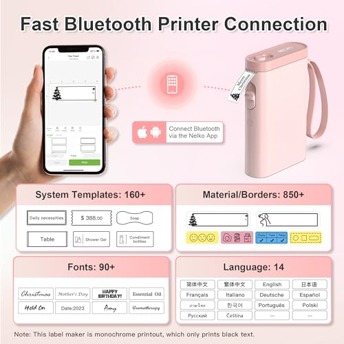 Nelko Label Maker Machine with Tape, P21 Bluetooth Label Printer, Wireless Mini Label Makers with Multiple Templates for Organizing Office Home, White