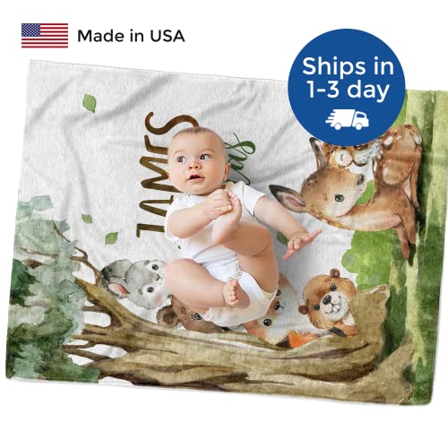 MDPrints Dinosaur Personalized Baby Blankets for Boys, Personalized Baby Gifts with Name, Customized Baby Blanket, Newborn Boy Gift, Soft Fleece