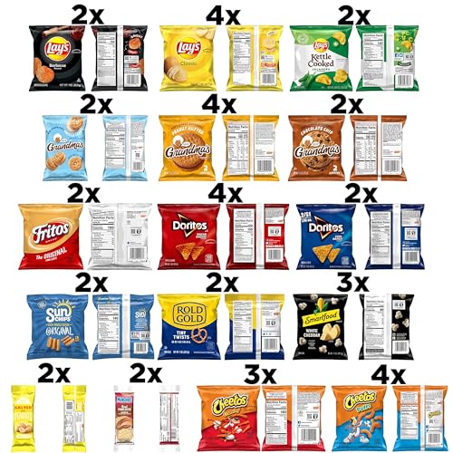 Frito Lay Ultimate Classic Snacks Package, Variety Assortment of Chips, Cookies, Crackers, & Nuts, (Pack of 40) (Packaging May Vary)