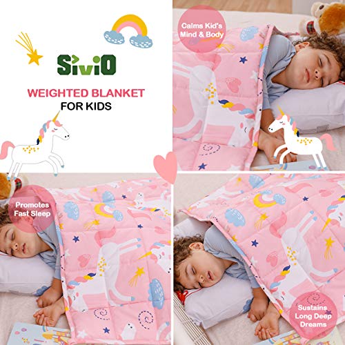 Sivio Weighted Blanket (36"x 48" 5lbs), Cotton Heavy Blanket with Glass Beads, Breathable and Soft Weighted Throw, Pink Cat