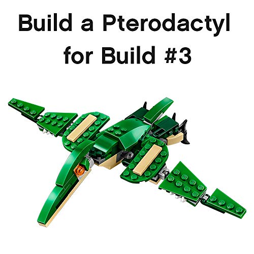 LEGO Creator 3 in 1 Mighty Dinosaur Toy, Transforms from T. rex to Triceratops to Pterodactyl Dinosaur Figures, Great Gift for 7-12 Year Old Boys & Girls, 31058