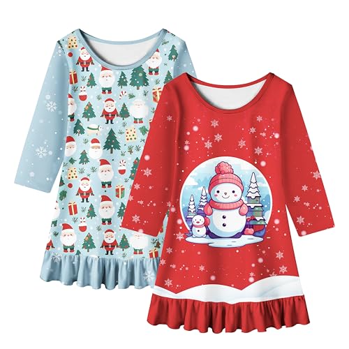 LQSZ 2Pcs Girls Nightgowns 3-10 Years Flutter Short Sleeves Nightdress Nightie Dress Sleepwear Pajamas for Little Girls