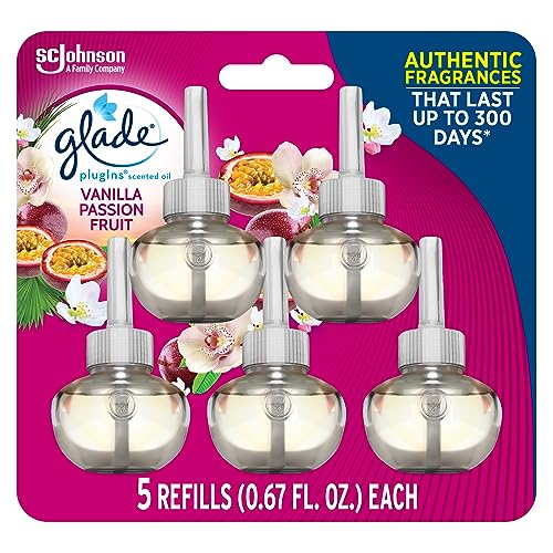 Glade PlugIns Refills Air Freshener, Scented and Essential Oils for Home and Bathroom, Apple Cinnamon, 3.35 Fl Oz, 5 Count