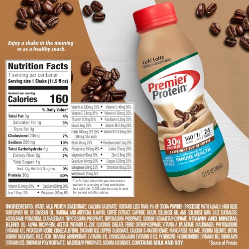 Premier Protein Shake, Chocolate, 30g Protein 1g Sugar 24 Vitamins Minerals Nutrients to Support Immune Health, 11.5 fl oz (Pack of 12)