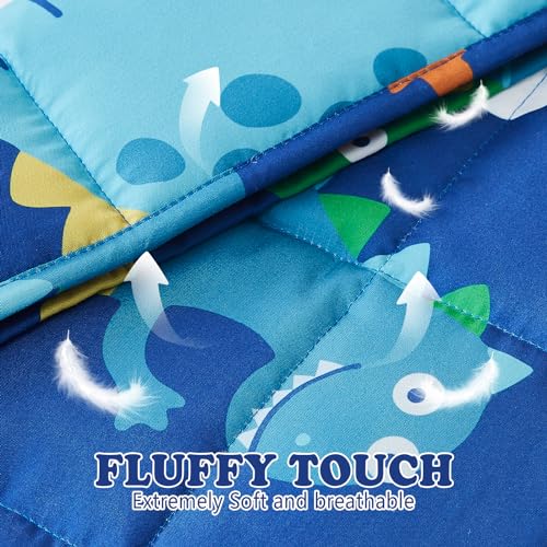 HOSUKKO Weighted Blanket - Weighted Blanket 5 lbs Blue Dinosaur Heavy Blanket - Breathable Blanket(36 * 48 inches, 5 lbs)