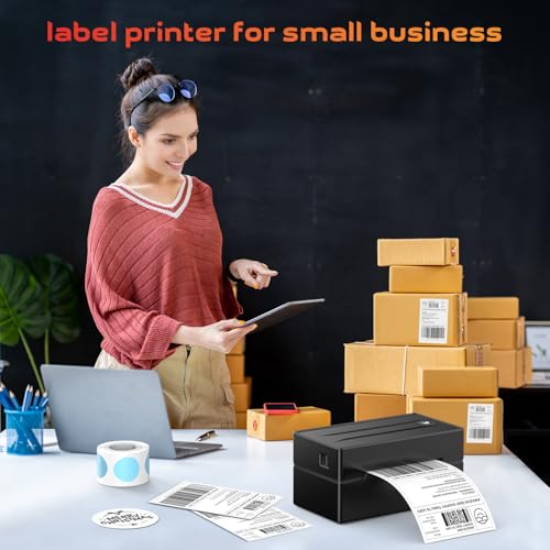 Thermal Label Printer for Small Business, 4x6 Shipping Label Printer for Shipping Packages,Bluetooth thermal printer Support Windows Mac Android iPhone Used for Amazon Ebay Shopify Temu TK USPS