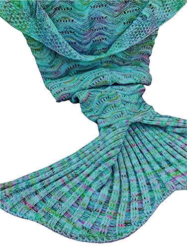 Fu Store Mermaid Tail Blanket Crochet Mermaid Blanket for Women Girls All Seasons Sofa Sleeping Blanket Birthday Wedding Mother's Valentine's Day 71‘’x35‘’ Purple