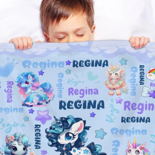 Personalized Baby Blanket for Girls Boys, Custom Kids Blanket with Name, Toddler Blanket for Daycare, Decor for Sofa Living Bedroom Baby Blanket for Birthday 50" x 60",Cute Dinosaur Clouds Text Green