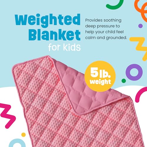 5lb Child's Weighted Blanket - Kids Weighted Blanket 5 Pounds (36" x 48") - Cute Dotted Texture Sensory Blanket - 5 lbs Weight Blanket for Kids Ages 4 to 7 - Machine Washable, Travel Friendly (Blue)