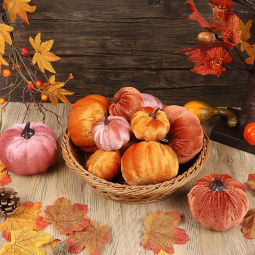 winemana 50pcs Fall Pumpkins Decor Set, Mini Artificial Gourd Fall Leaves Acorns Decorations for Home, Fall Centerpieces for Tables, Thanksgiving Vase Filler, Harvest Farmhouse Table Tiered Tray Set