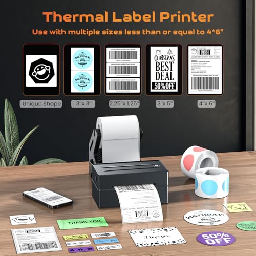 Thermal Label Printer for Small Business, 4x6 Shipping Label Printer for Shipping Packages,Bluetooth thermal printer Support Windows Mac Android iPhone Used for Amazon Ebay Shopify Temu TK USPS