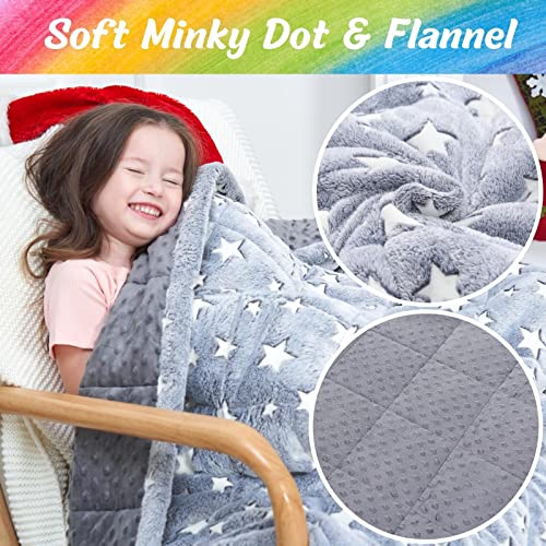 Bood Flannel Glow Weighted Blanket, Fuzzy 3lb Weighted Blanket Twin 36"x48",Fleece Weighted Blanket, Weighted Blanket, Weighted Blanket,Plush Weighted Throw Blanket,Star