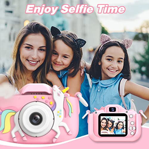 Goopow Kids Camera Toys for 3-8 Year Old Girls Boys,Children Digital Video Camcorder Camera with Cartoon Soft Silicone Cover, Best Chritmas Birthday Festival Gift for Kids - 32G SD Card Included