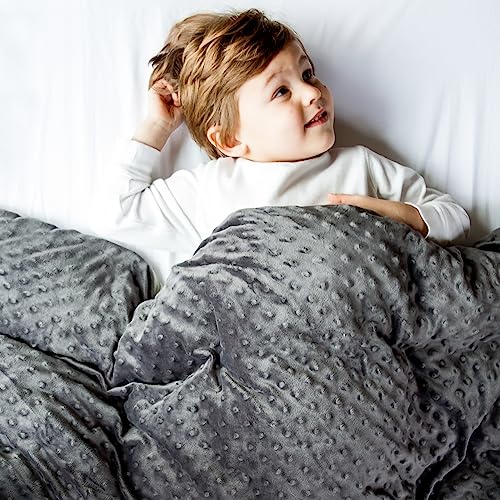 Harkla Kids Weighted Blanket - 7lb Bamboo Cooling Weighted Blanket for Kids - Washable Minky Cover and Glass Beads Filled Weighted Inner - Designed for Sensory Seekers Weighing 40lb to 70lb