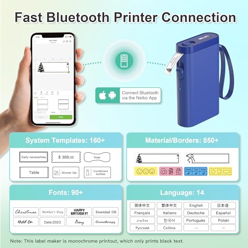 Nelko Label Maker Machine with Tape, P21 Bluetooth Label Printer, Wireless Mini Label Makers with Multiple Templates for Organizing Office Home, White