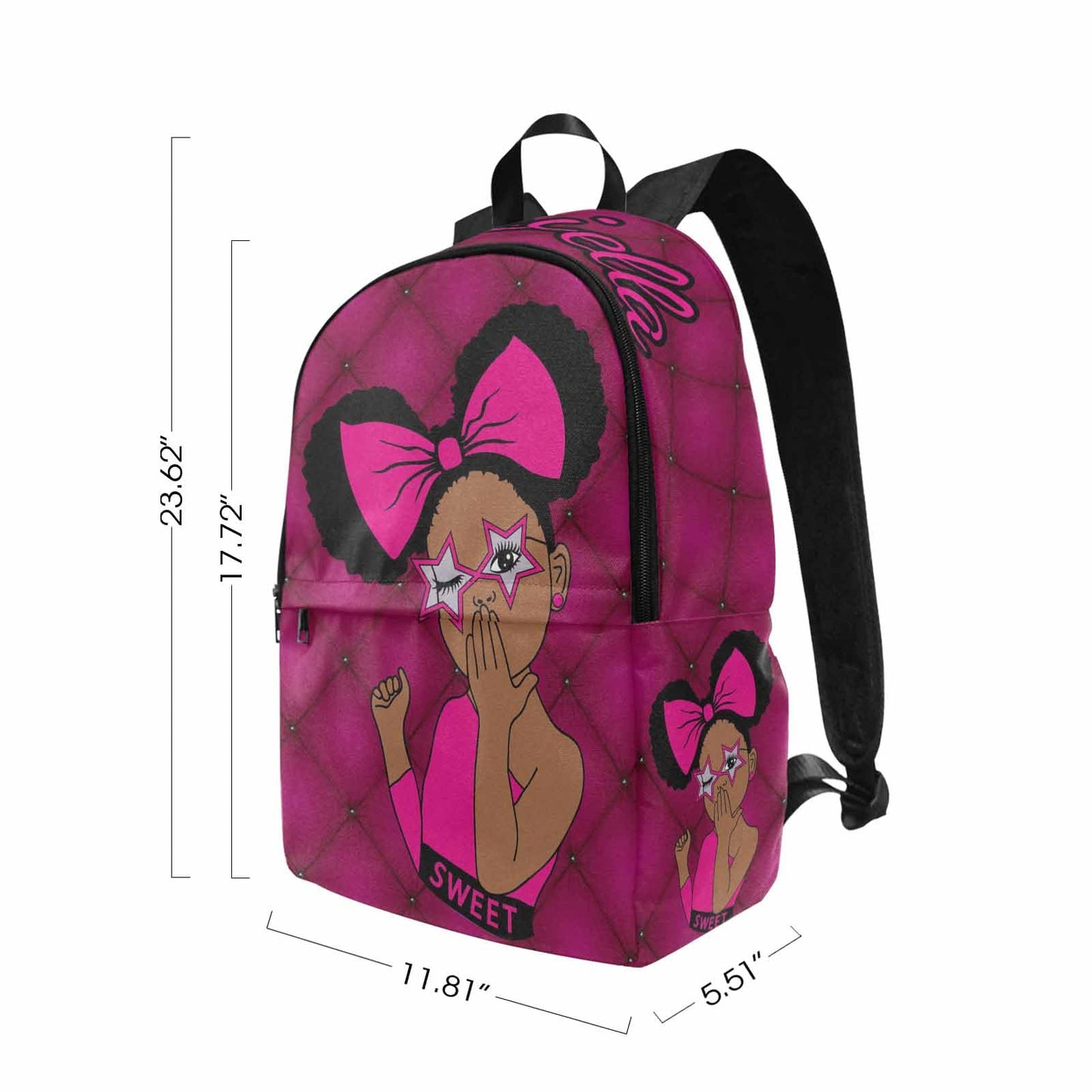 Personalized Backpack Set from Mom Dad, Custom Dark Pink Stars Bookbag and Lunch Box Customized Name Schoolbag Fashion Shoulder Bag Travel Bag for Family