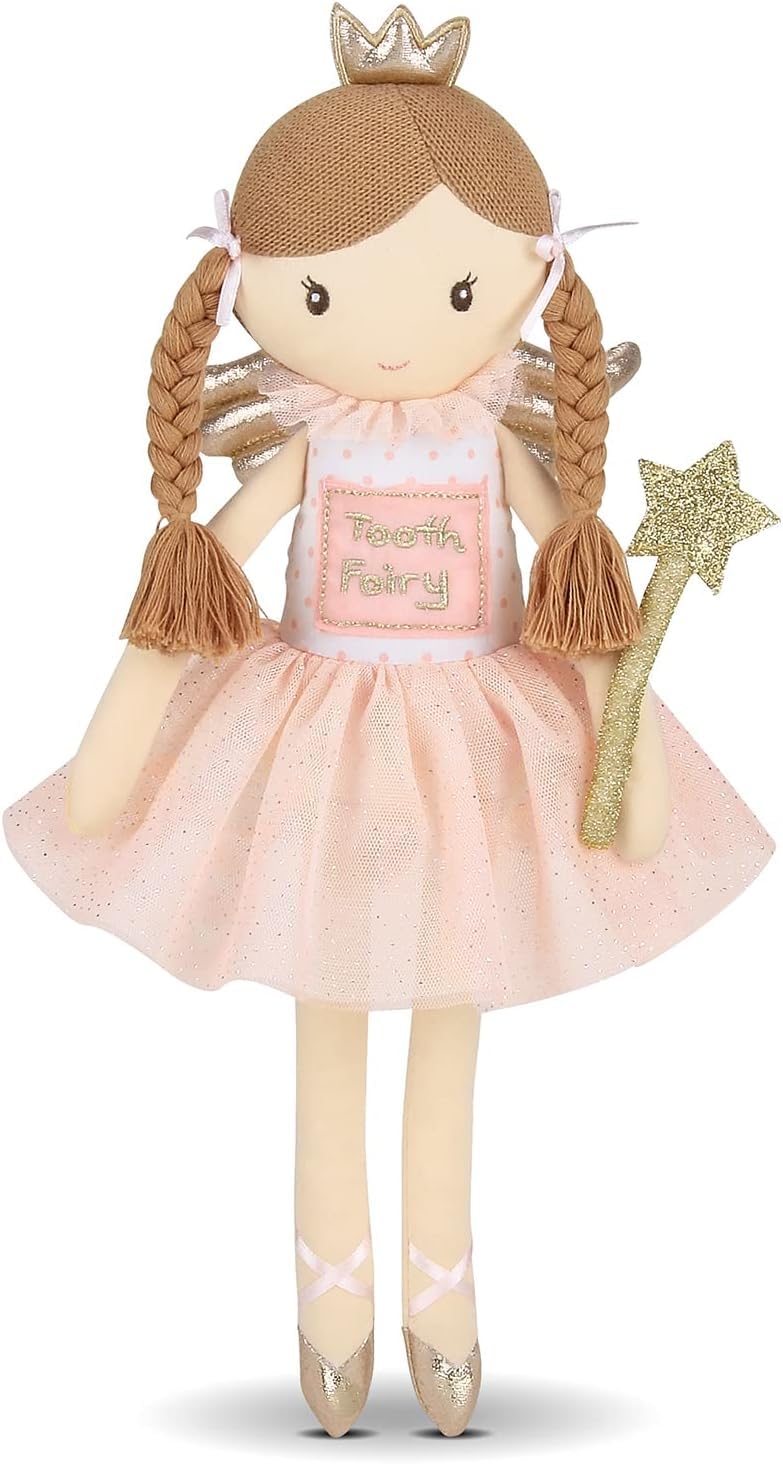 Bearington Collection Twinkles Soft Plush Unicorn Tooth Fairy Doll, 14 Inches