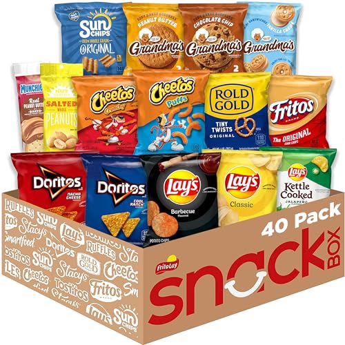 Frito Lay Ultimate Classic Snacks Package, Variety Assortment of Chips, Cookies, Crackers, & Nuts, (Pack of 40) (Packaging May Vary)