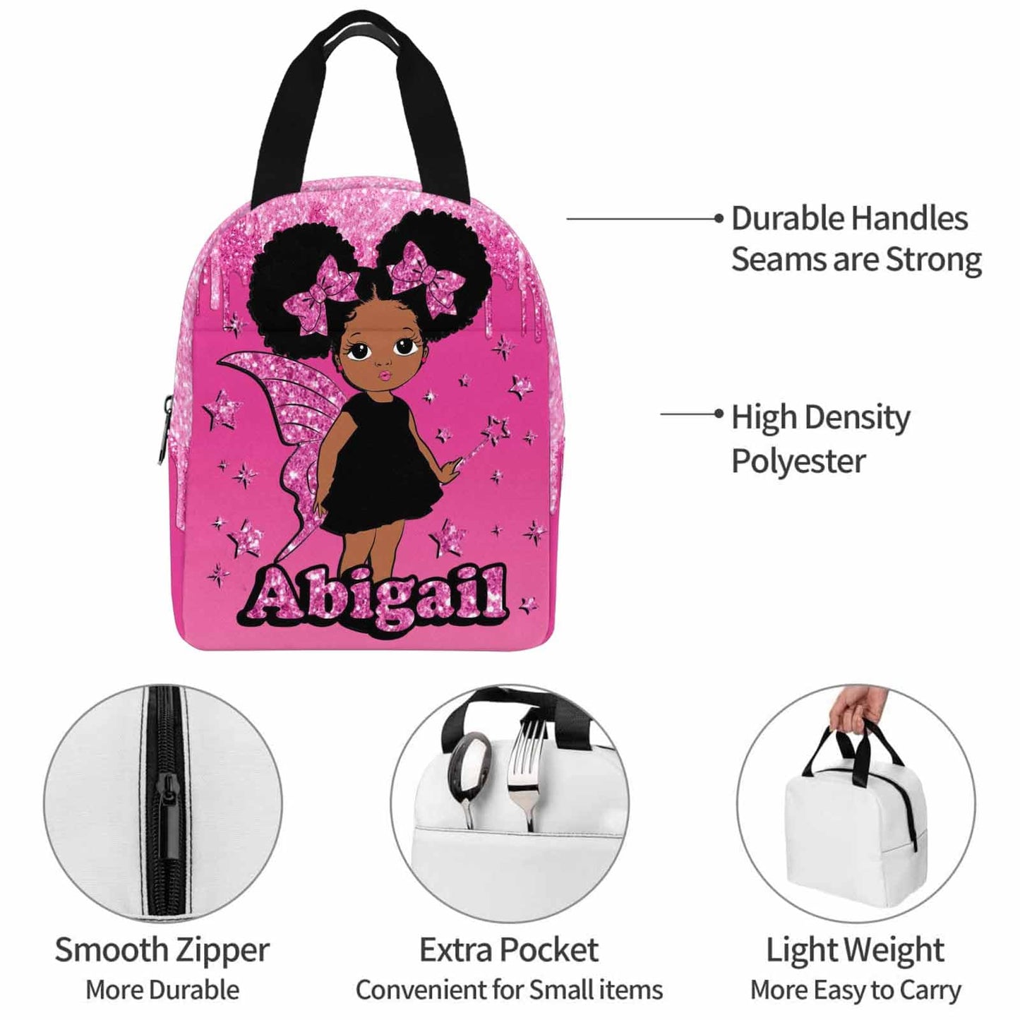 Personalized Backpack Set from Mom Dad, Custom Dark Pink Stars Bookbag and Lunch Box Customized Name Schoolbag Fashion Shoulder Bag Travel Bag for Family