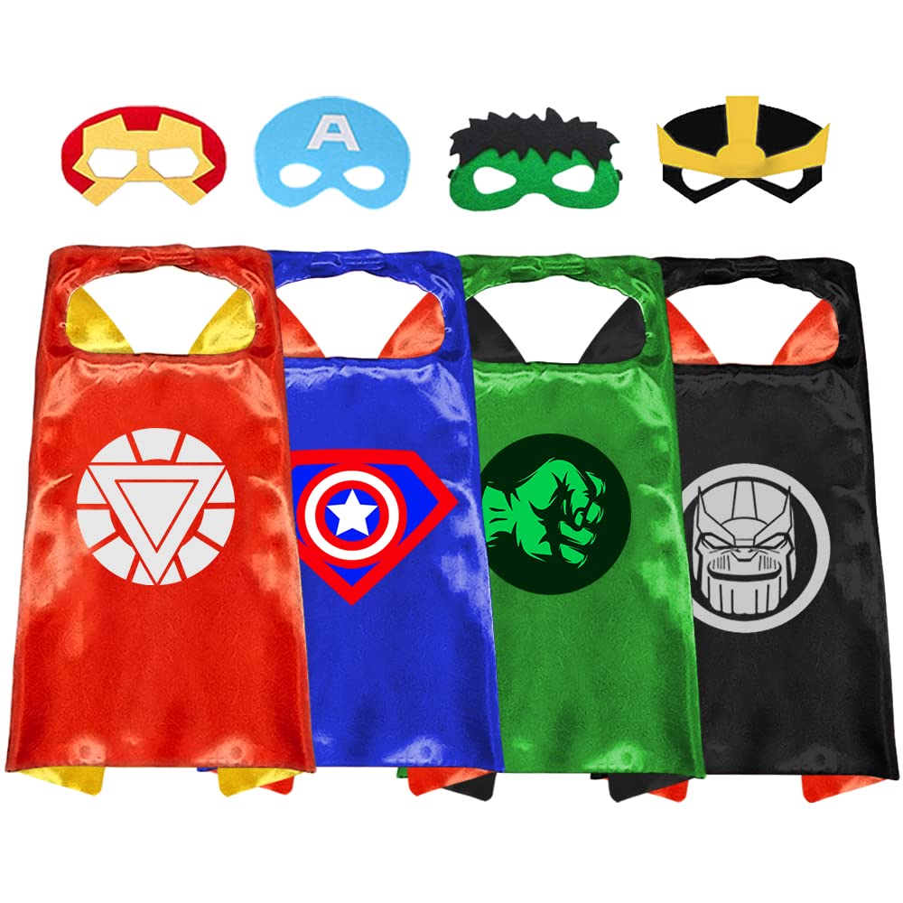 Superhero Capes and Masks Cosplay Costumes Birthday Party Christmas Halloween Dress up Gift for Kids (New Hulk 5 Sets)