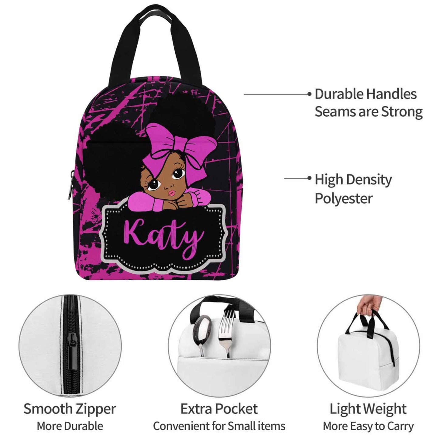 Personalized Backpack Set from Mom Dad, Custom Dark Pink Stars Bookbag and Lunch Box Customized Name Schoolbag Fashion Shoulder Bag Travel Bag for Family