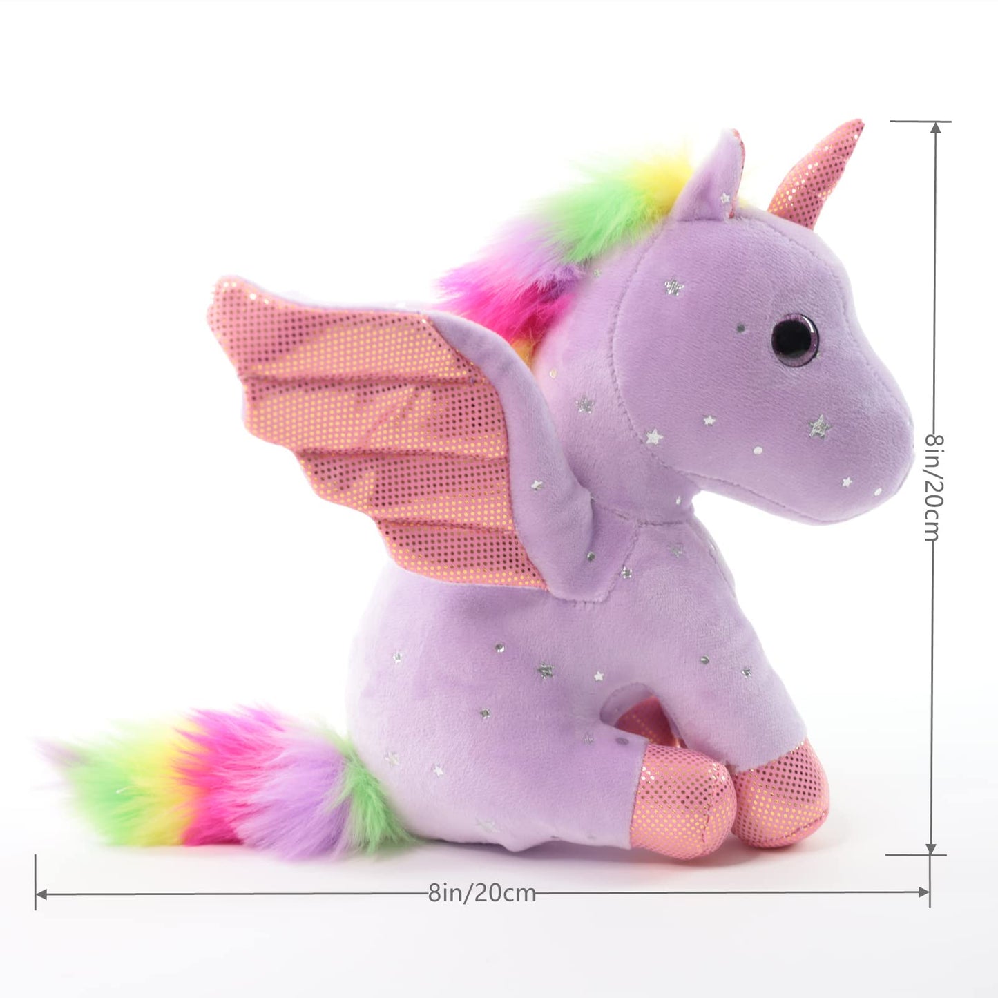 Sew Butiful 8" Unicorn Stuffed Animal - Cute Plush Toy Gift for 3-8 Years Old Girls, Soft Birthday Present for Baby, Toddler, Kids, Decor (White)