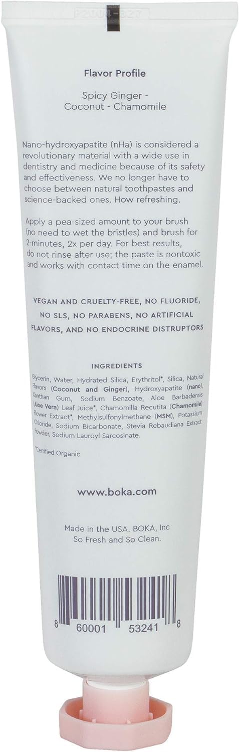 Boka Fluoride Free Toothpaste - Nano Hydroxyapatite, Remineralizing, Sensitive Teeth, Whitening - Dentist Recommended for Adult & Kids Oral Care - Ela Mint Flavor, 4 Fl Oz 1 Pk - US Manufactured