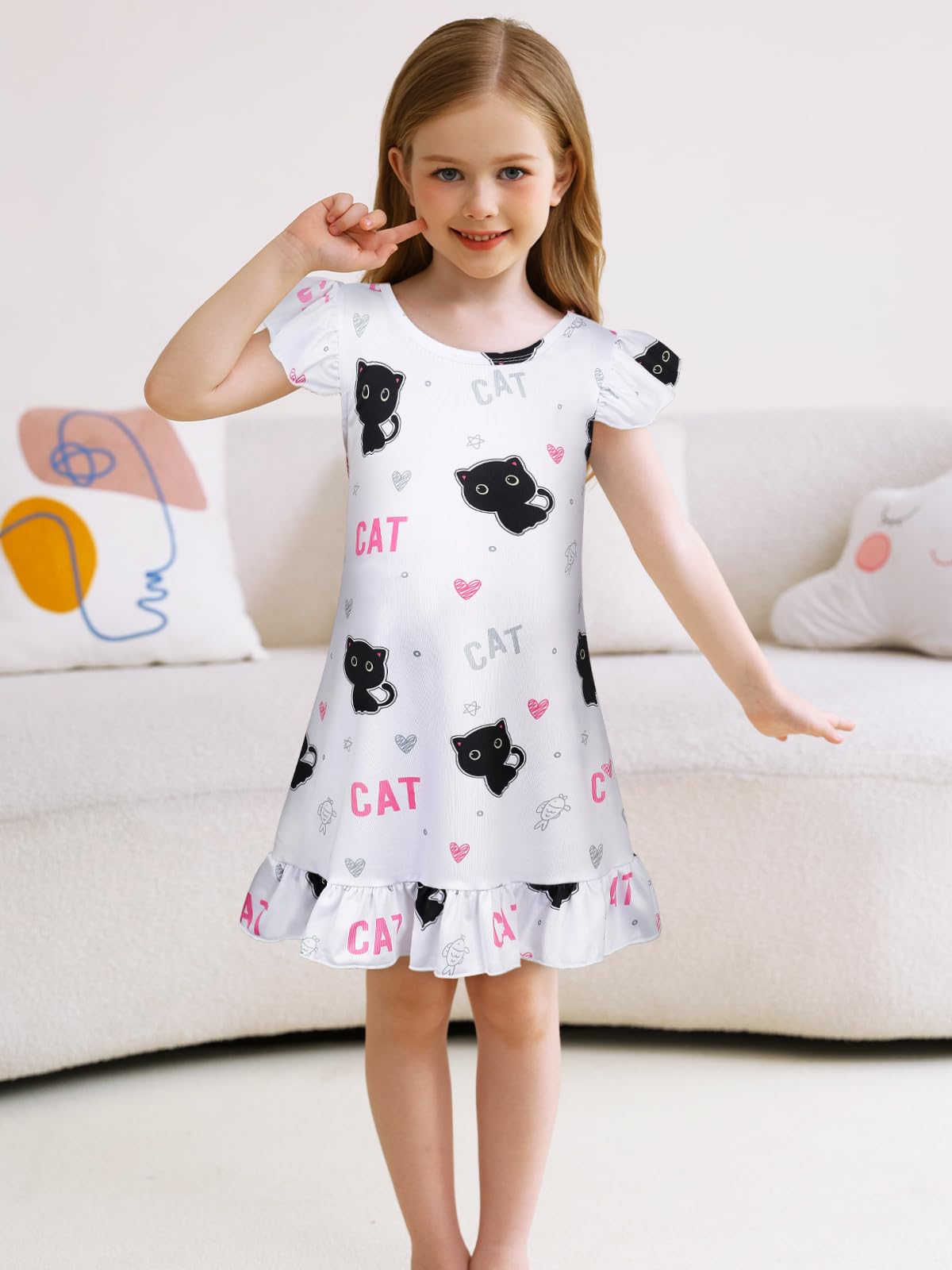 COTRIO Nightgowns for Girls Toddler Princess Night Dress Pajamas Nightshirts Sleepwear Night Gowns 2 Pack Sleep Clothes