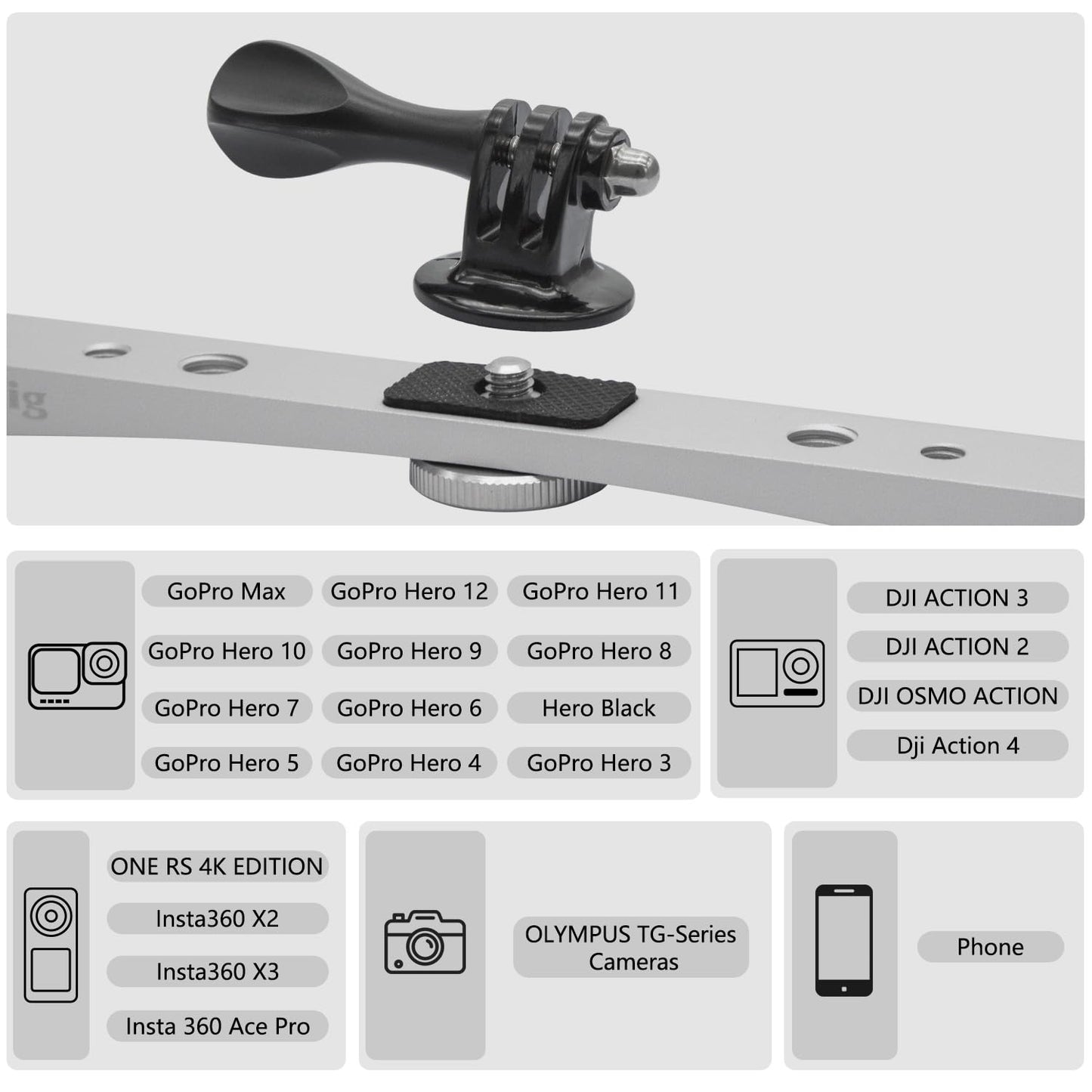 Suptig Dive Rig, Action Camera Rig Compatible for Gopro Hero 13 12 11 10 9 8 7, DJI Osmo, Insta 360, Akaso, Olympus TG, Phone and More Action Camera