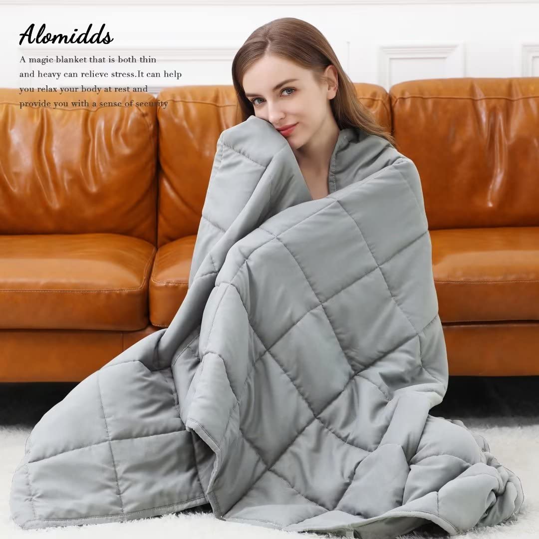 Alomidds Weighted Blanket for Adult Queen Size 20lbs 60 x 80 inches,Weighted Blankets with Soft Plush Fleece,Fluffy Thick Warm Sherpa & Cozy Flannel Heavy Blanket for Sofa Bed,Purple