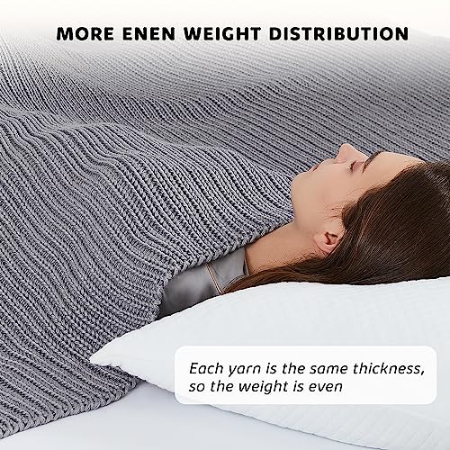 L'AGRATY Knitted Weighted Blanket - 60"x80" 15lbs Cooling Chunky Knit Heavy Blanket for Adults Braided Crochet Throw Thick Cable Yarn Knit Decorative Blanket No Beads Evenly Weighted Machine Washable