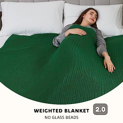 L'AGRATY Knitted Weighted Blanket - 60"x80" 15lbs Cooling Chunky Knit Heavy Blanket for Adults Braided Crochet Throw Thick Cable Yarn Knit Decorative Blanket No Beads Evenly Weighted Machine Washable