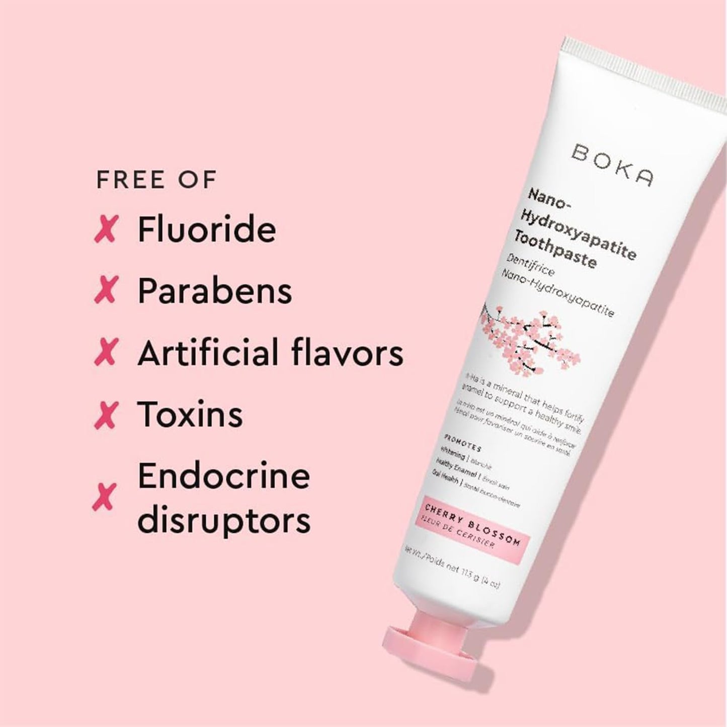 Boka Fluoride Free Toothpaste - Nano Hydroxyapatite, Remineralizing, Sensitive Teeth, Whitening - Dentist Recommended for Adult & Kids Oral Care - Ela Mint Flavor, 4 Fl Oz 1 Pk - US Manufactured