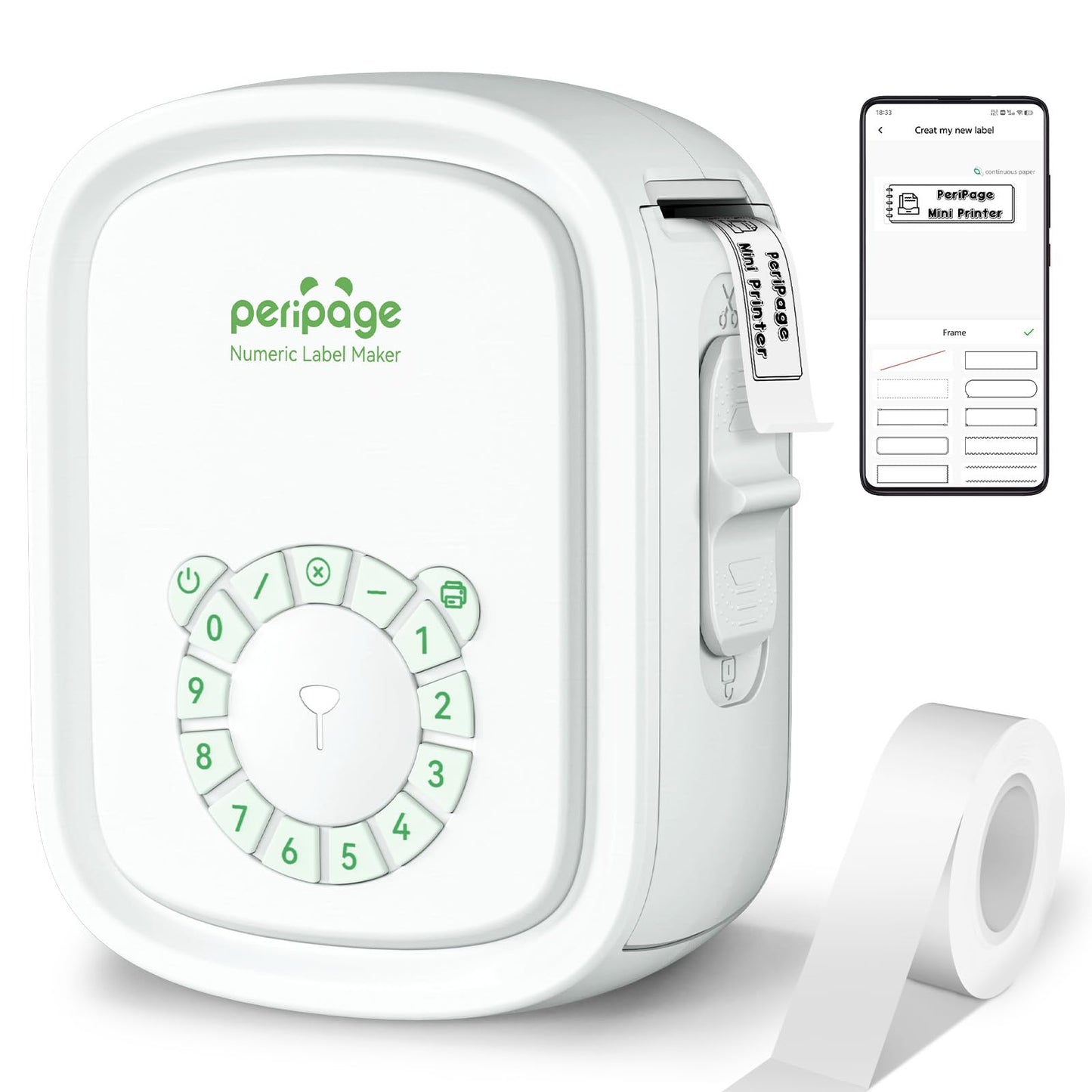 Portable Label Maker Machine P10Pro - Wireless Bluetooth Label Printer with Tape Included, Multiple Templates, Easy to Use for Office and Home Organization, USB Rechargeable（White）