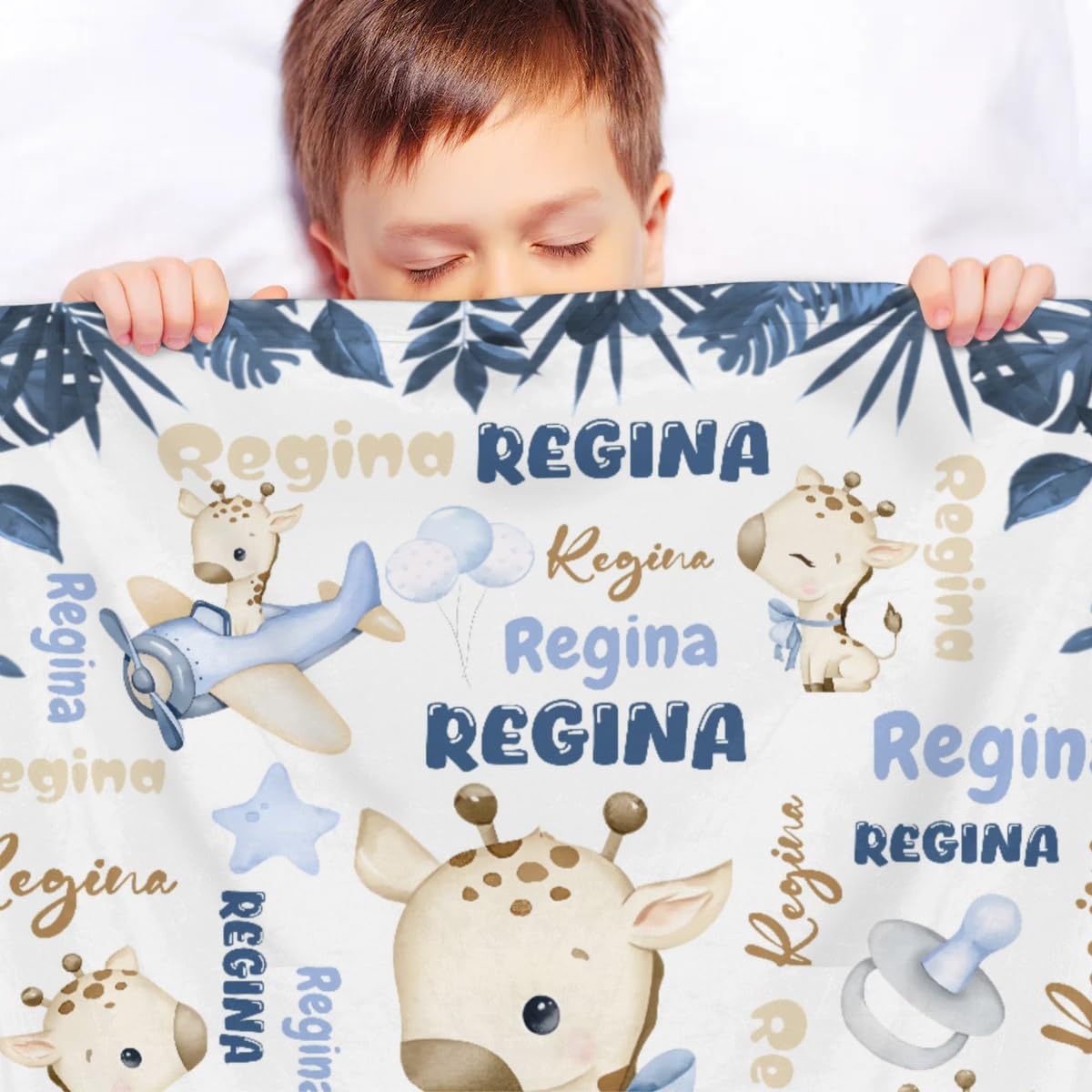 Personalized Baby Blanket for Girls Boys, Custom Kids Blanket with Name, Toddler Blanket for Daycare, Decor for Sofa Living Bedroom Baby Blanket for Birthday 50" x 60",Cute Dinosaur Clouds Text Green