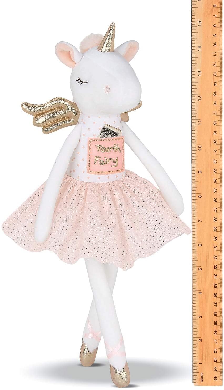 Bearington Collection Twinkles Soft Plush Unicorn Tooth Fairy Doll, 14 Inches