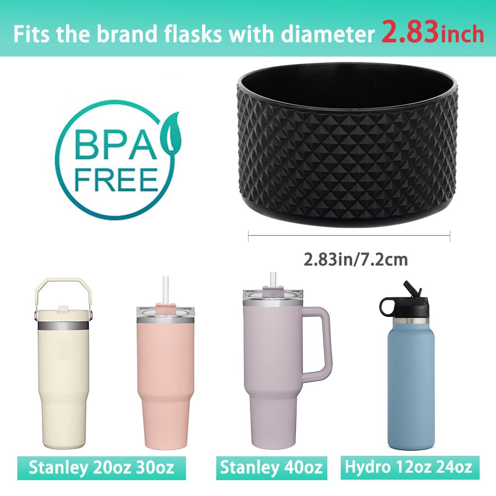 2 Pcs Tumbler Bottom Protector Boot for Stanley Quencher Adventure 40oz & Stanley IceFlow 20oz 30oz and Compatible with Hydro Flask Water Bottle 12oz 21oz 24oz Stealth Landing (Transparent/blue)