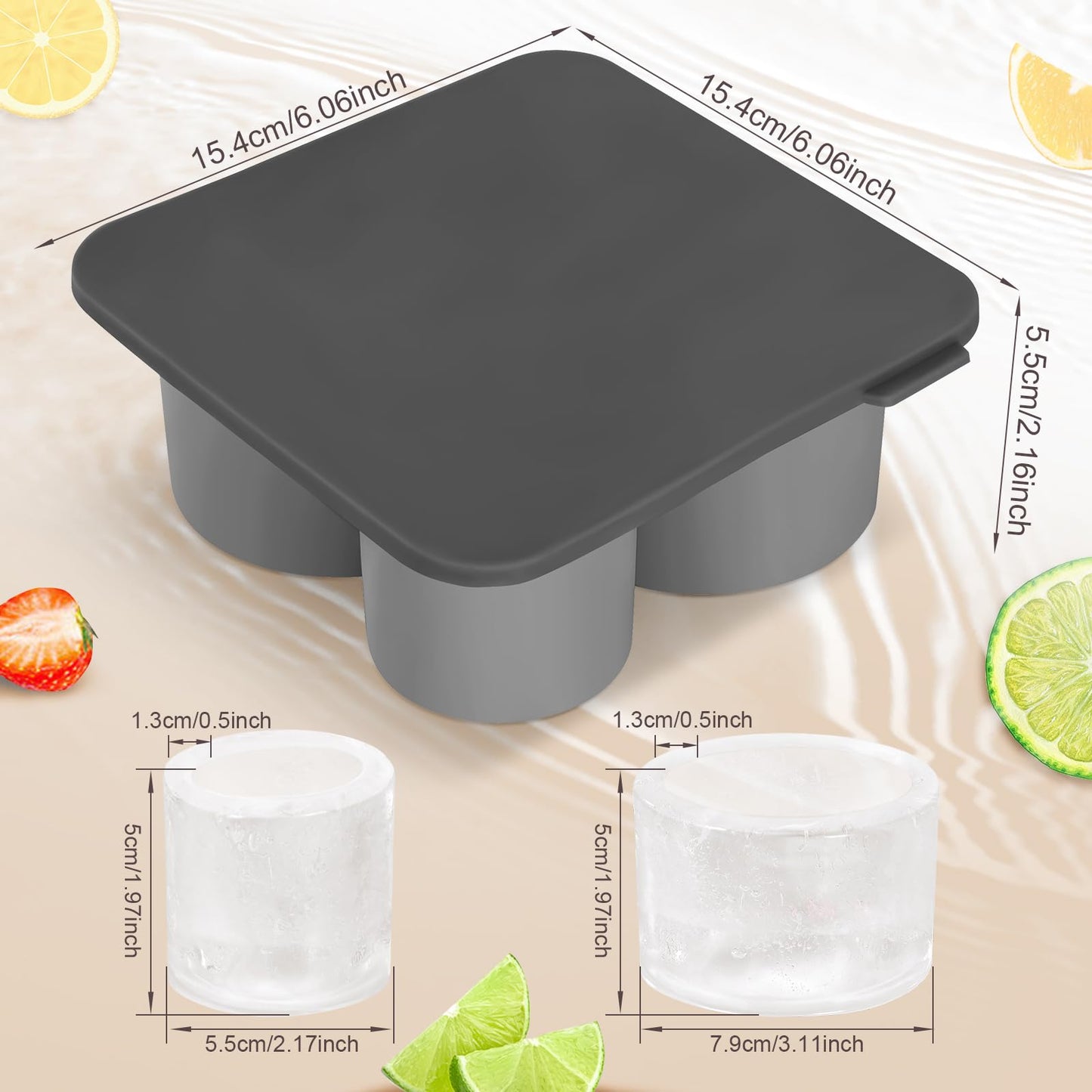 Ice Cube Tray for Stanley Cup, Silicone Ice Cube Molds for Stanley 20oz 30oz 40oz Tumbler Cup, Ice Cube Trays with Lids for Chilling Cocktails,Whiskey,Drinks,Coffee (C-Pink)