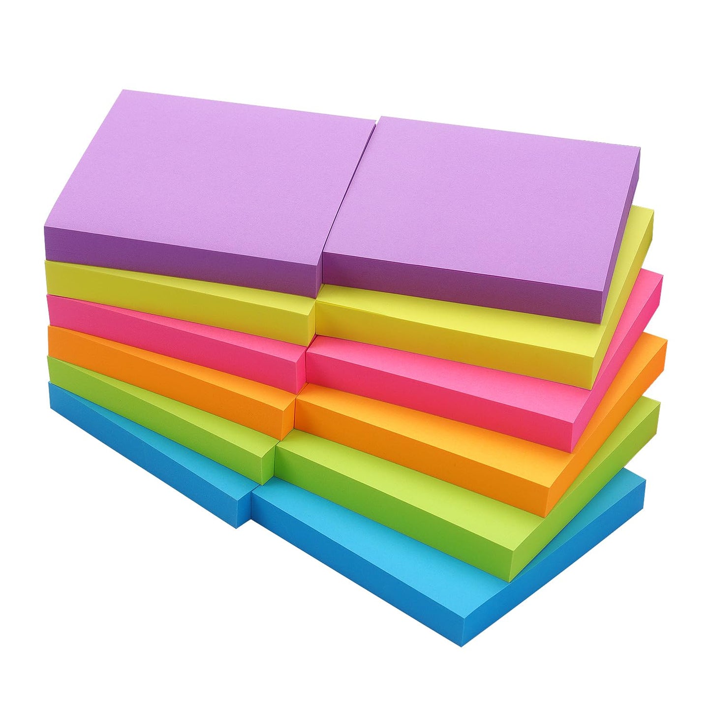 Sticky Notes 3x3 inch Bright Colors Self-Stick Pads 6 Pads/Pack 100 Sheets/Pad Total 600 Sheets