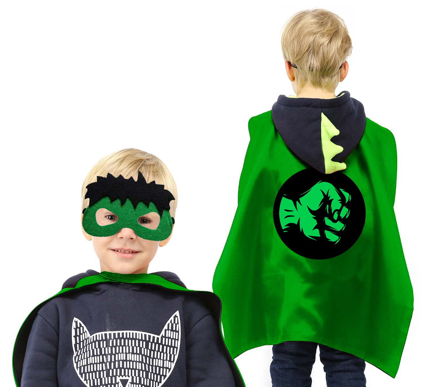 Superhero Capes and Masks Cosplay Costumes Birthday Party Christmas Halloween Dress up Gift for Kids (New Hulk 5 Sets)