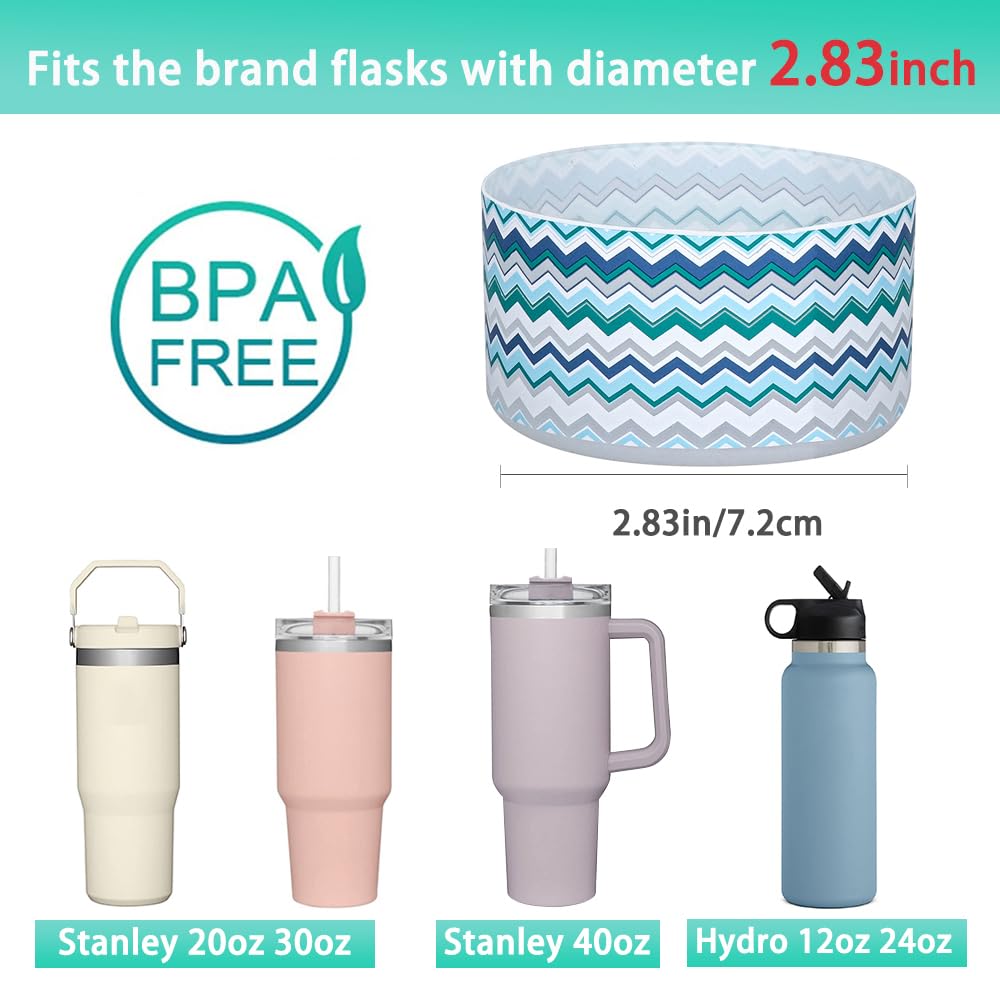 2 Pcs Tumbler Bottom Protector Boot for Stanley Quencher Adventure 40oz & Stanley IceFlow 20oz 30oz and Compatible with Hydro Flask Water Bottle 12oz 21oz 24oz Stealth Landing (Transparent/blue)