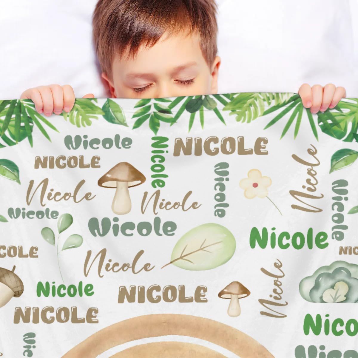 Personalized Baby Blanket for Girls Boys, Custom Kids Blanket with Name, Toddler Blanket for Daycare, Decor for Sofa Living Bedroom Baby Blanket for Birthday 50" x 60",Cute Dinosaur Clouds Text Green