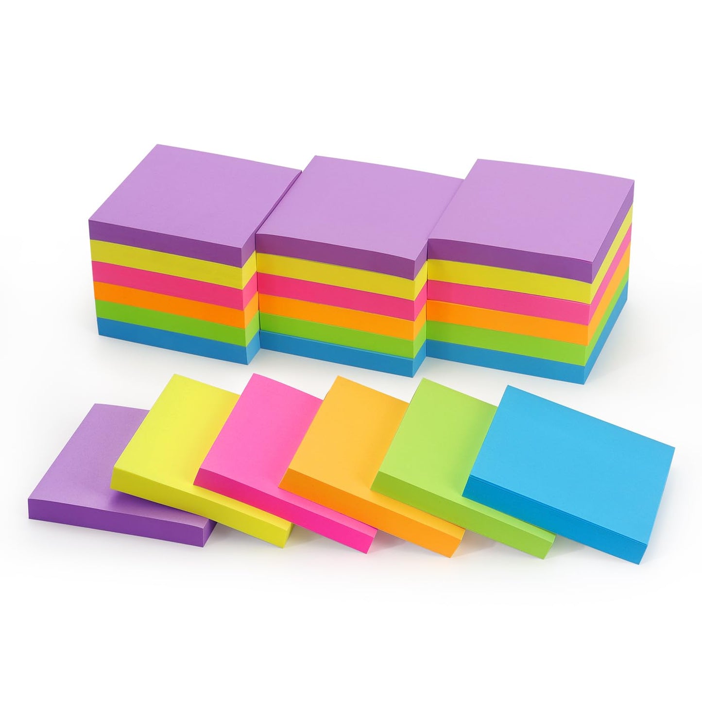 Sticky Notes 3x3 inch Bright Colors Self-Stick Pads 6 Pads/Pack 100 Sheets/Pad Total 600 Sheets