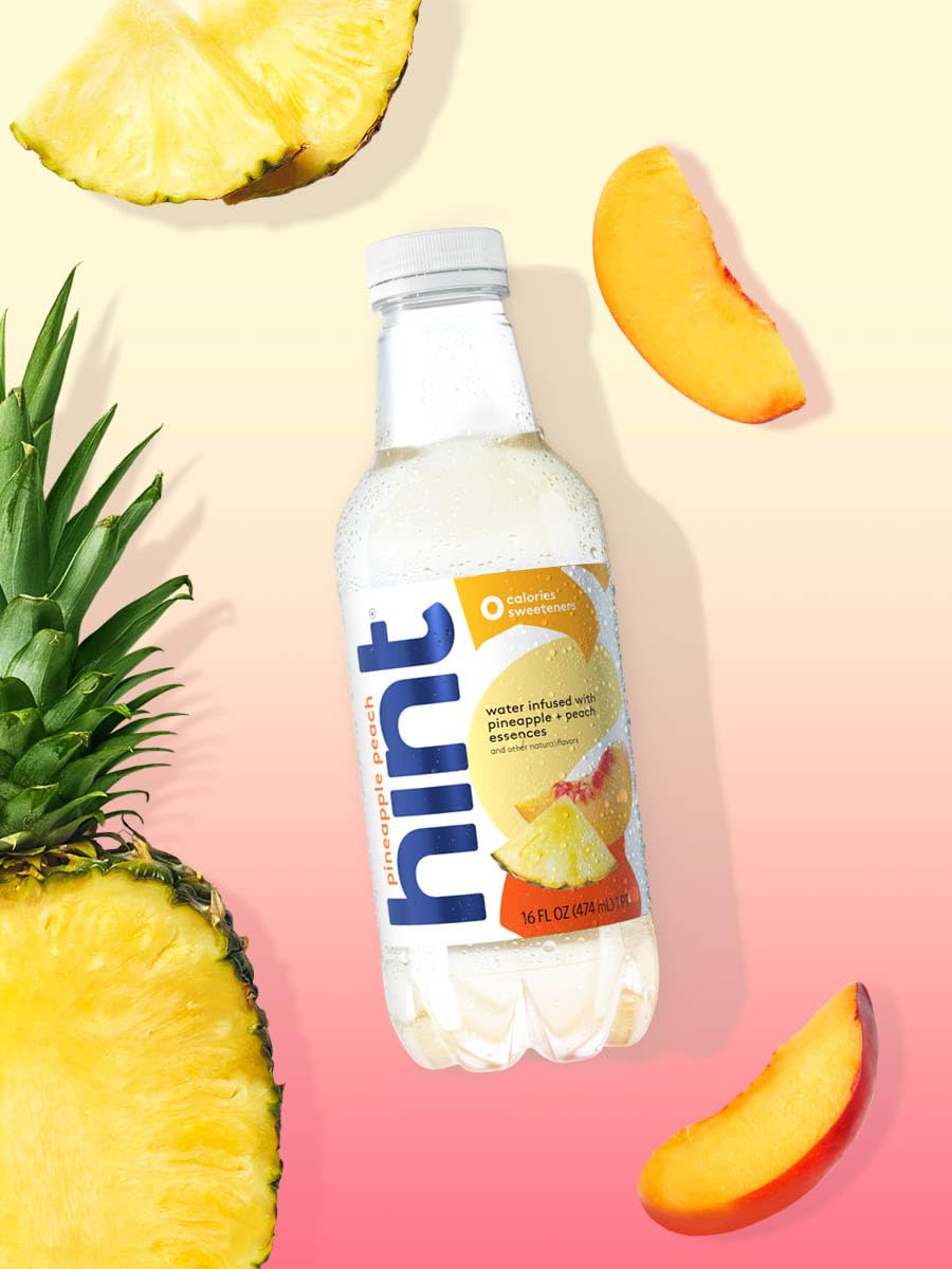 Hint Water Red Variety Pack, 3 Bottles Each of: Peach, Raspberry, Watermelon, and Strawberry Lemon, Zero Calories, Zero Sugar and Zero Sweeteners, 16 Fl Oz (Pack of 12)