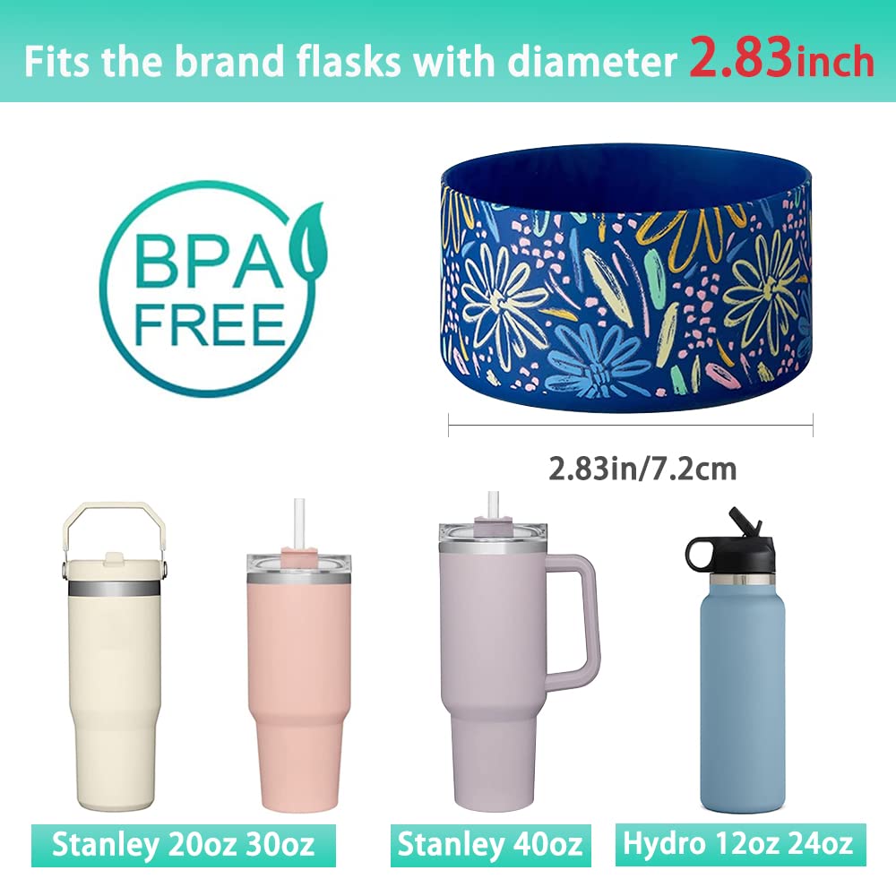 2 Pcs Tumbler Bottom Protector Boot for Stanley Quencher Adventure 40oz & Stanley IceFlow 20oz 30oz and Compatible with Hydro Flask Water Bottle 12oz 21oz 24oz Stealth Landing (Transparent/blue)