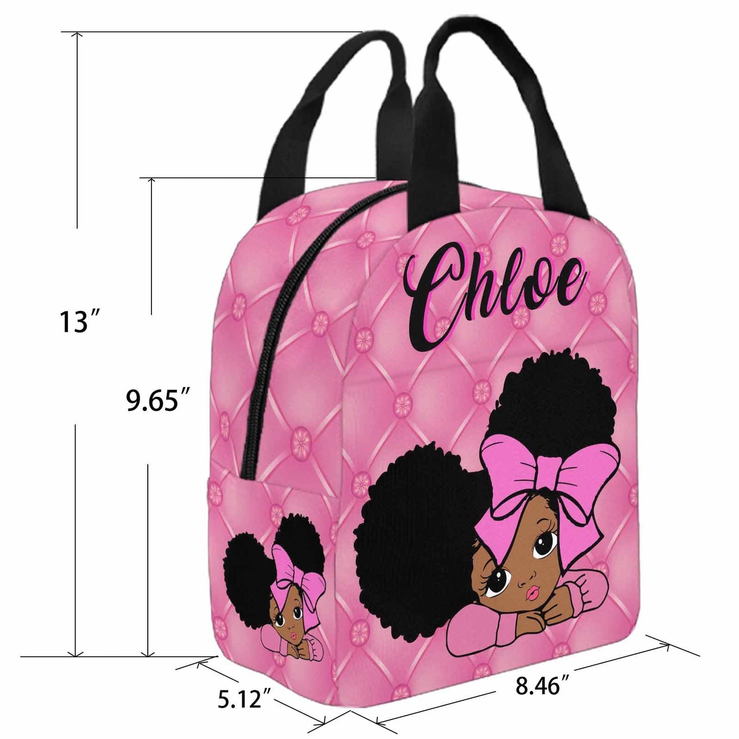 Personalized Backpack Set from Mom Dad, Custom Dark Pink Stars Bookbag and Lunch Box Customized Name Schoolbag Fashion Shoulder Bag Travel Bag for Family